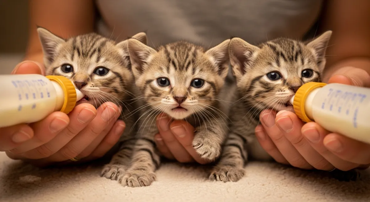 Chaton en train de manger des croquettes kitten dans une gamelle adaptée