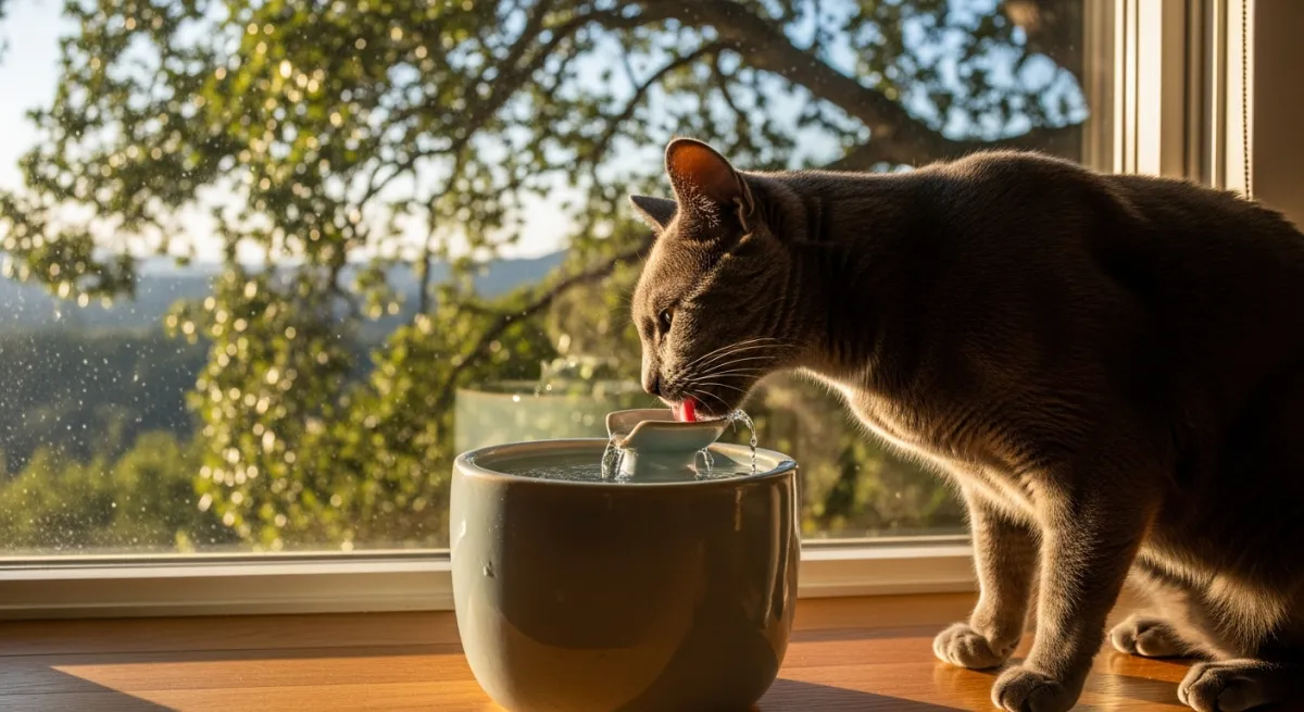 Chat allongé dans un endroit frais à l'ombre pendant la canicule